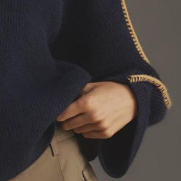 Brand New By Anthropologie Mock-Neck Whipstitch Sweater - Picture 6 of 11